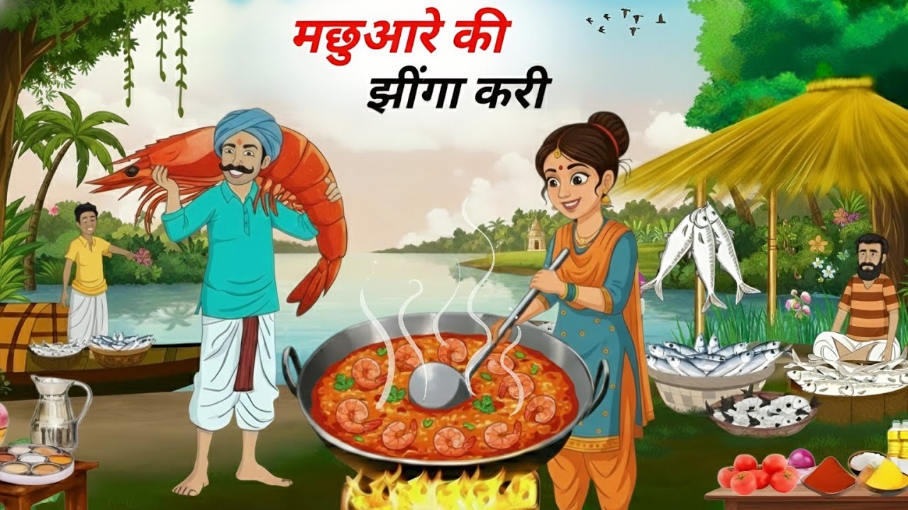 मछुआरे की चटपटी झींगा करी | Street Food | Prawn Curry | Moral stories | Hindi Kahaniyan
