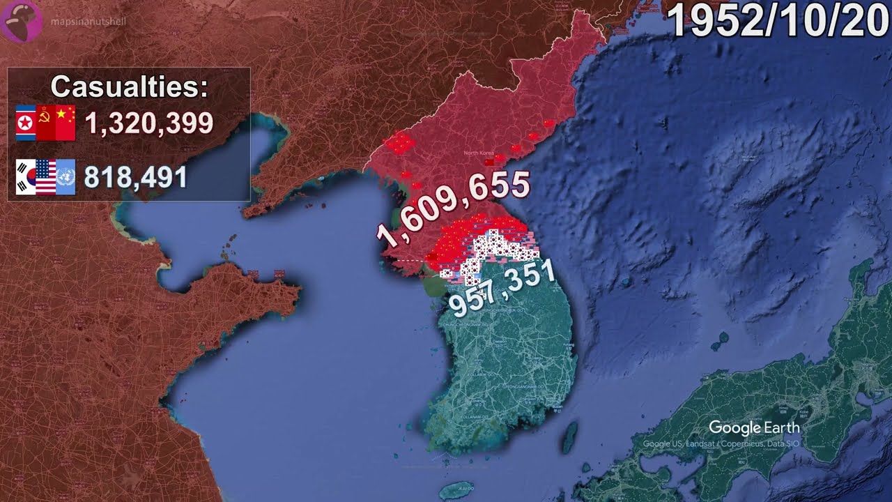 La guerra di Corea in 1 minuto con Google Earth