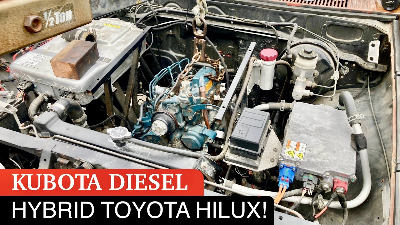HYBRID HILUX! Mounting a Kubota DIESEL ENGINE in the Tesla-powered Toyota Hilux Video 7