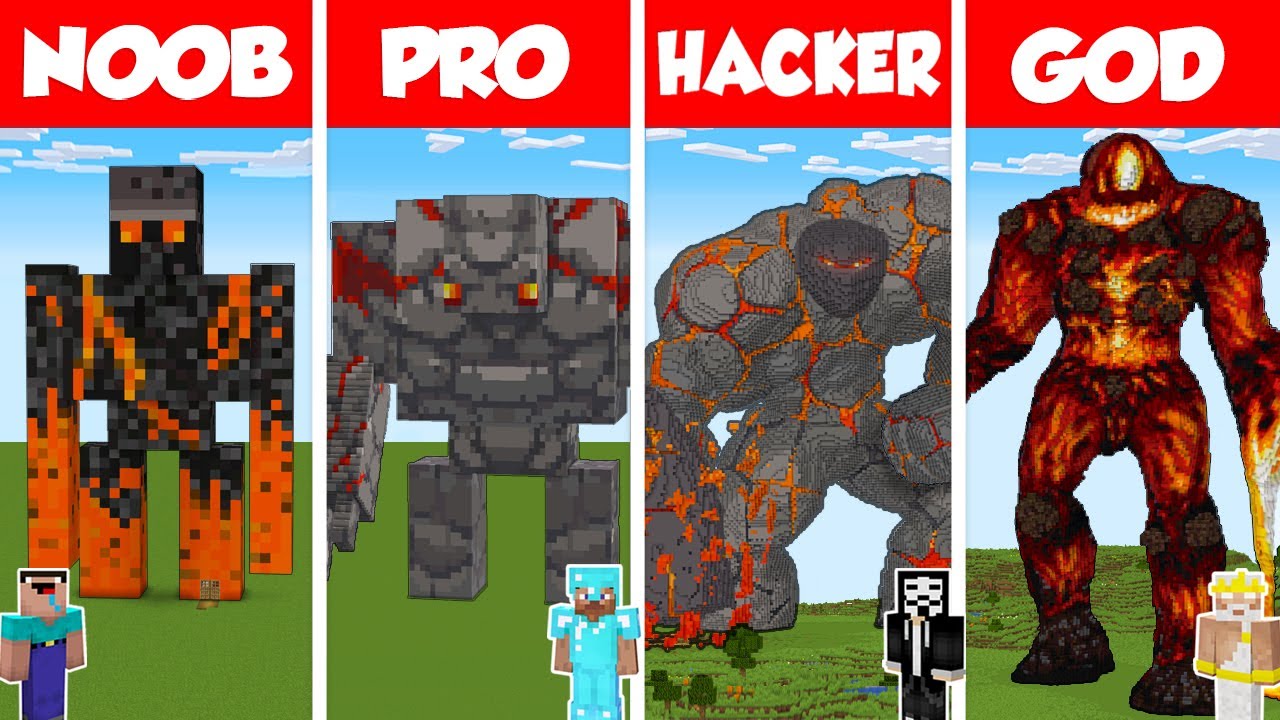Minecraft TNT GOLEM HOUSE BUILD CHALLENGE - NOOB vs PRO vs HACKER vs GOD / Animation
