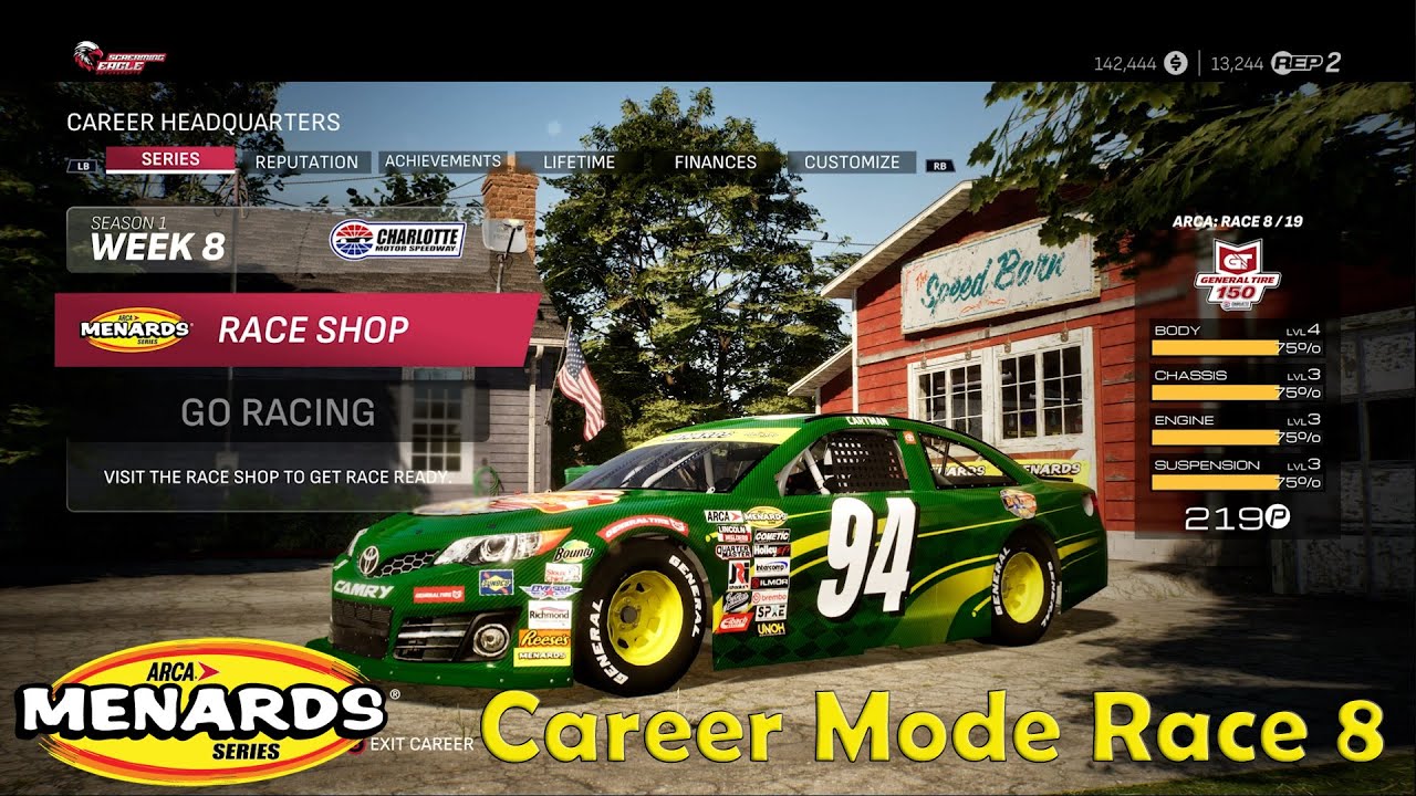 Nascar 25 Career Mode - Arca Season 1 Race 8 - CHARLOTTE! (100% Length & 100% Difficulty)