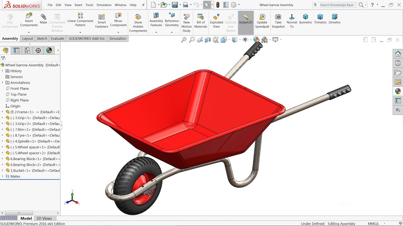 Solidworks tutorial | Design of Wheel Barrow in Solidworks