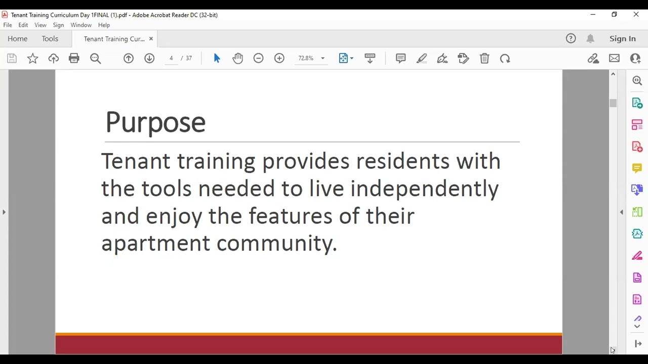 Tenant Training 101 Workshop #1: Purpose and Benefits