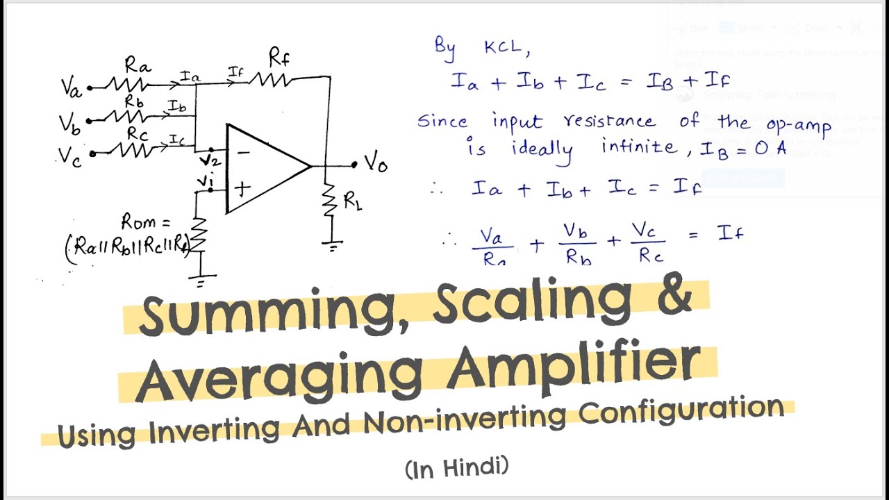 Summing, scaling and averaging amplifier using op-amp | Inverting and Non-inverting configuration |