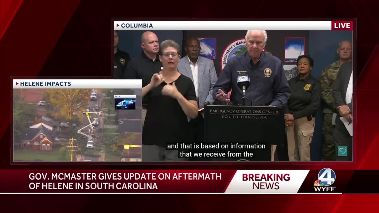 Gov. Henry McMaster holds briefing on South Carolina Helene recovery