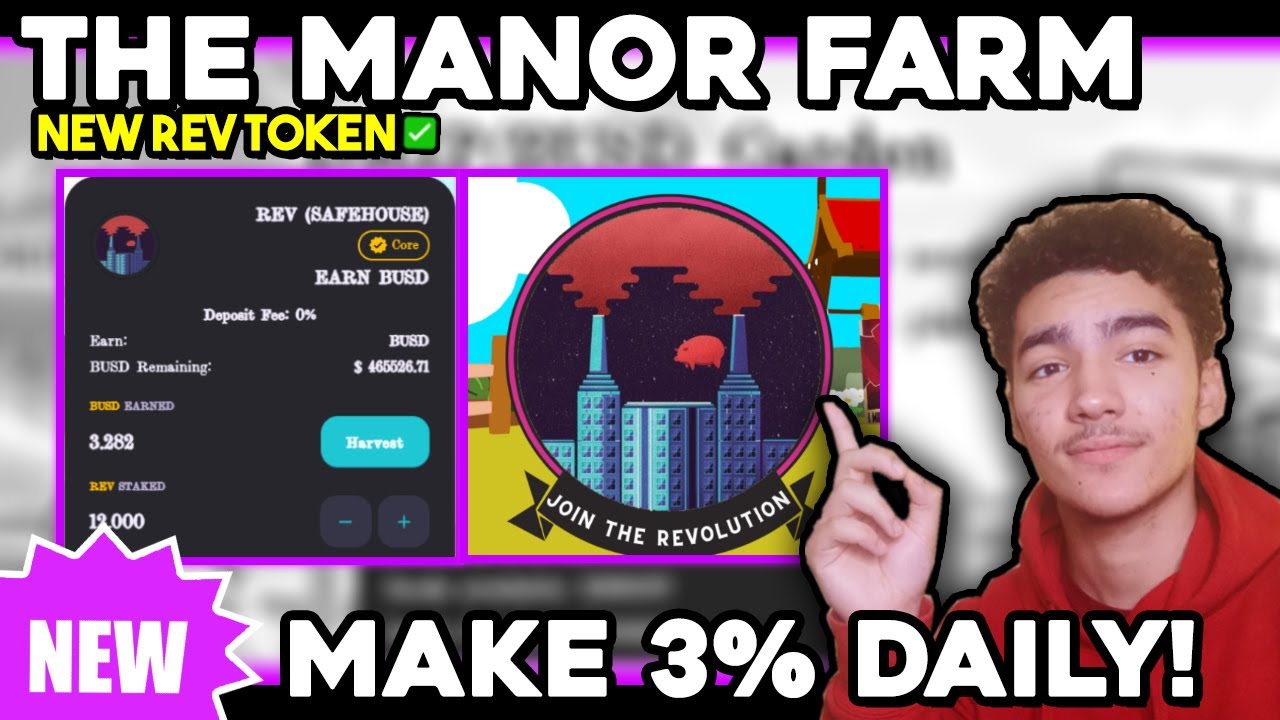 Make 3% DAILY! | REV token | The Manor Farm (Crypto Staking) Drip.community