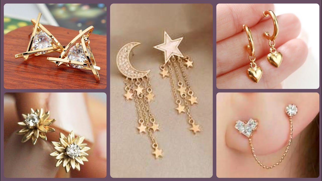 Most Classy & Stylish Light Weight Gold Second Hole Earrings Designs
