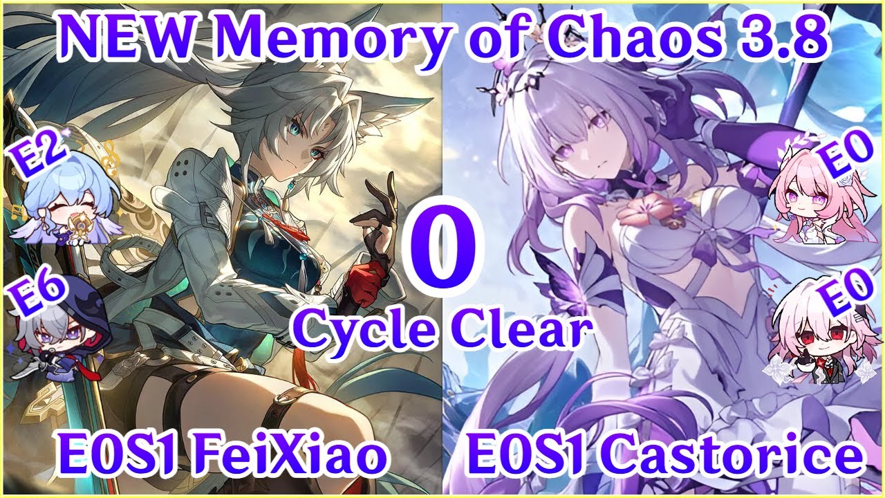 NEW 3.8 Memory of Chaos 12 - E0S1 FeiXiao x E0S1 Castorice True 0 Cycle Clear | Honkai Star Rail 3.8