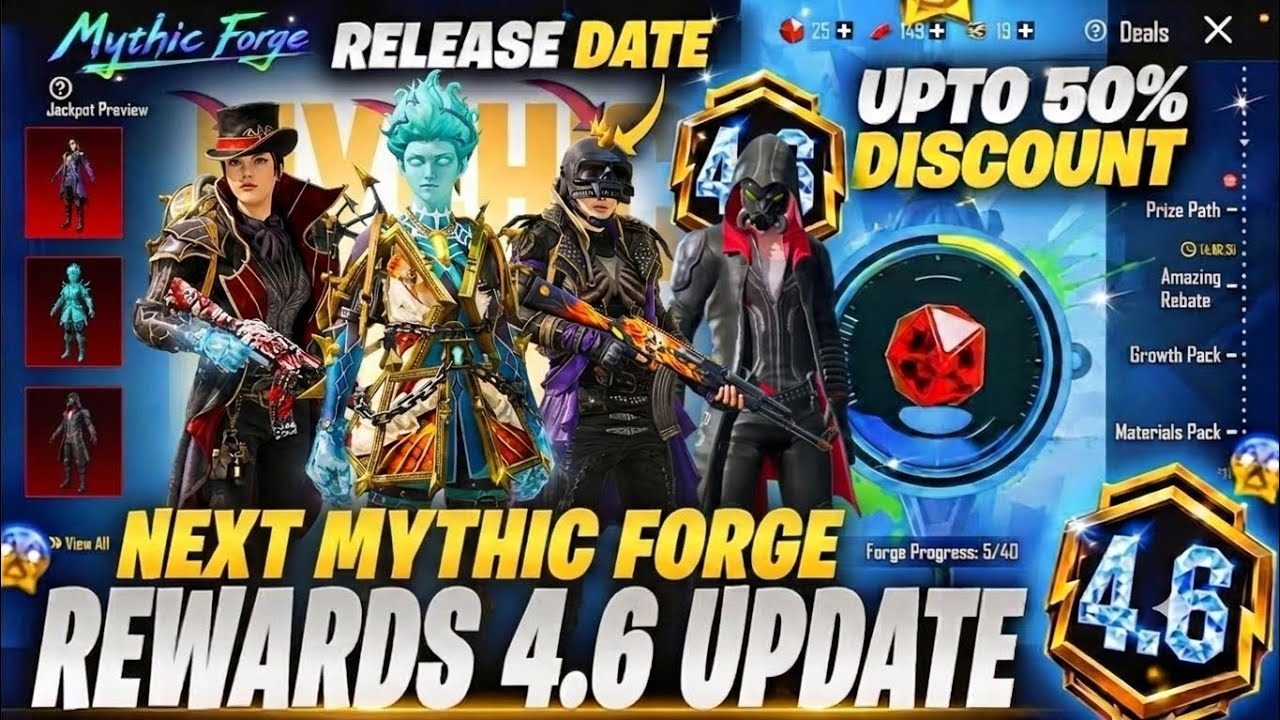 🔴NEXT MYTHIC FORGE BGMI 4.6😍| NEXT MYTHIC FORGE UPGRADABLE GUNS🔥| MYTHIC FORGE DISCOUNT COMING?4.6
