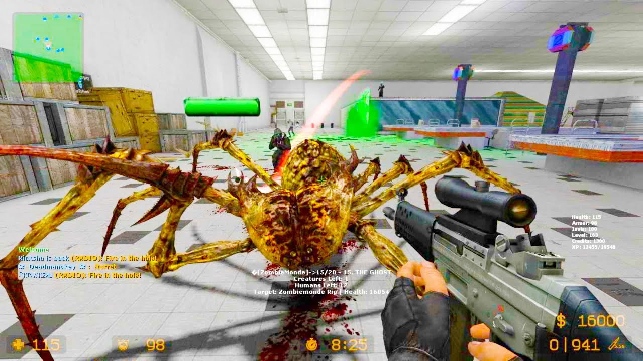 Counter Strike Source - Zombie Riot Mod online gameplay on Supermarket map