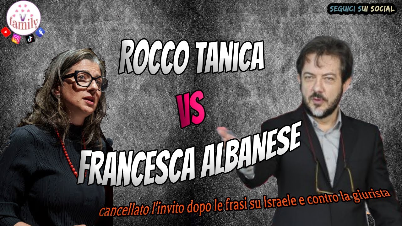 Rocco Tanica cancellato l'invito dopo le frasi su Israele e contro la giurista Francesca Albanese
