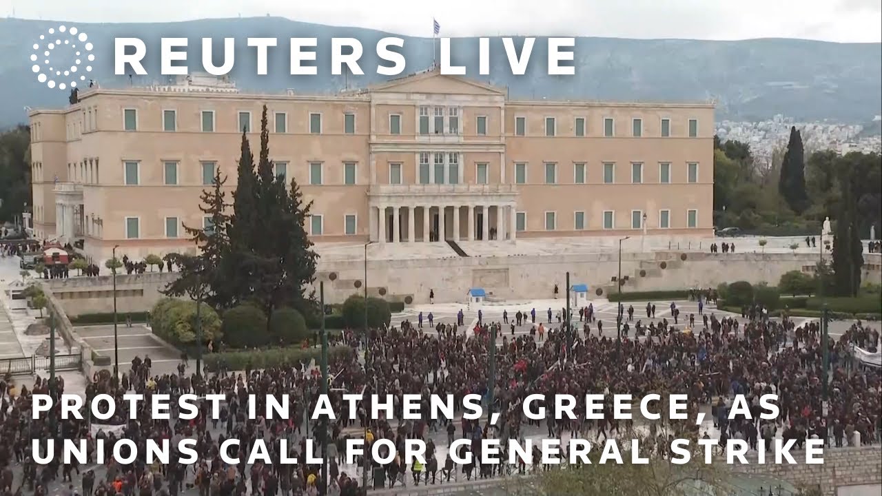 LIVE: Protest in Athens, Greece, as unions call for general strike