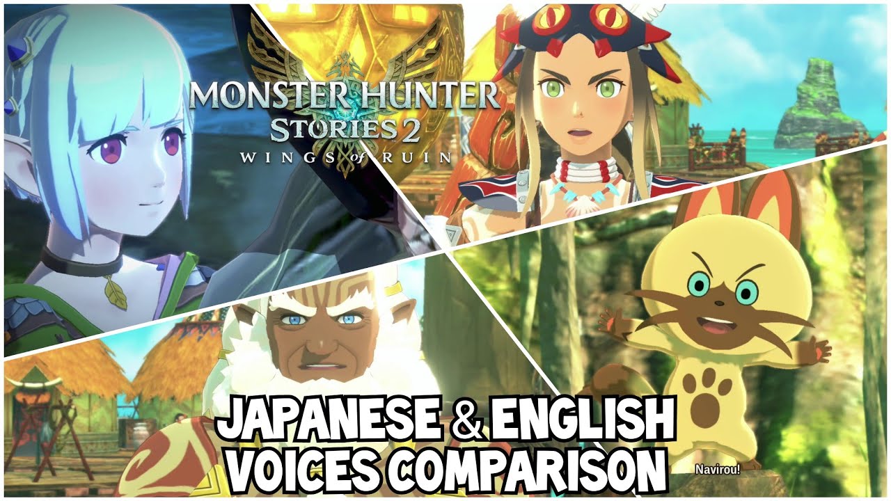 Japanese Voice and English Voice Comparison - Monster Hunter Stories 2 Wing of Ruin Nintendo Switch