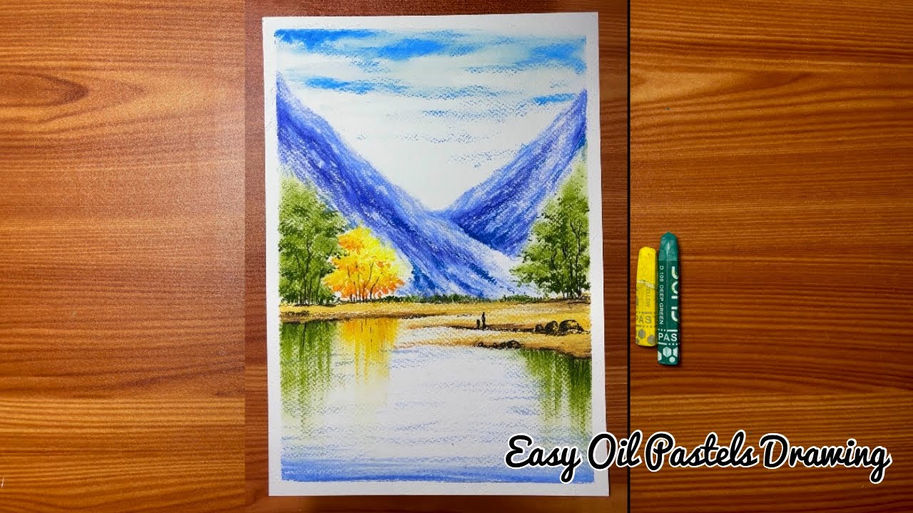 How to Draw Hillside Scenery | Easy Oil Pastels Drawing for Beginners #art #oilpasteldrawing 