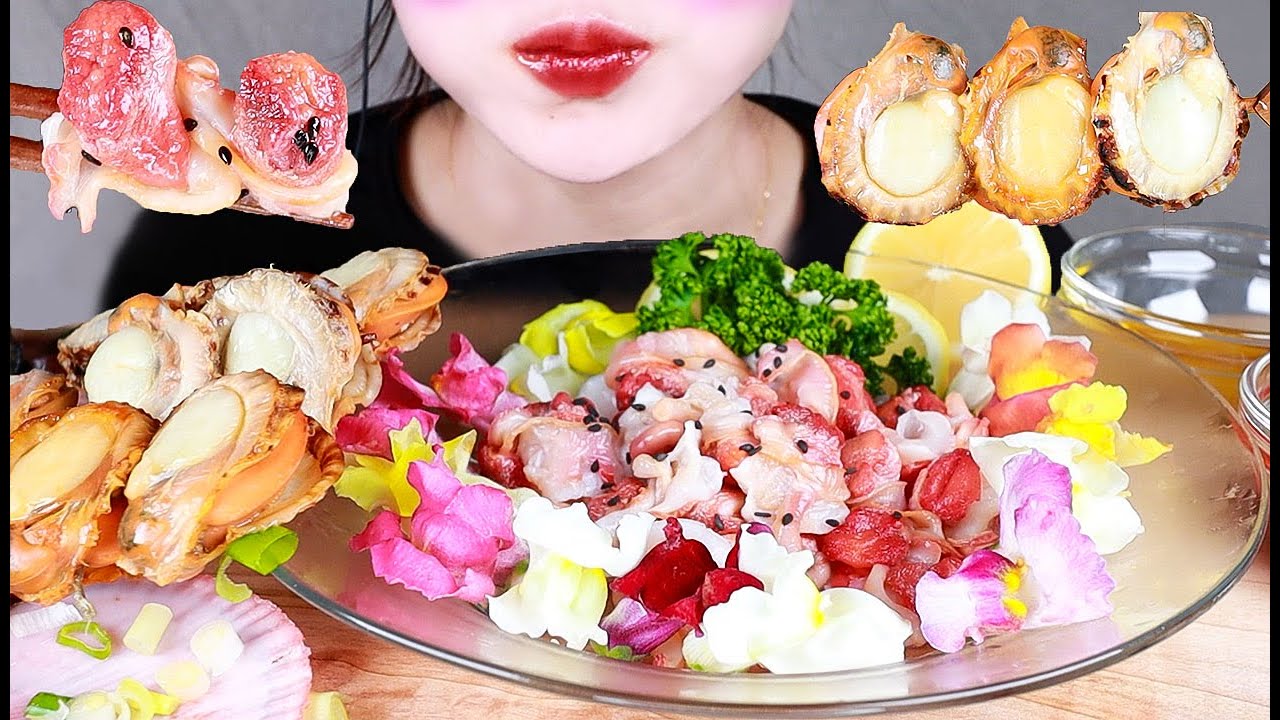 ASMR 🌝 봄에는 촛대고동, 비단가리비 🌸CONCH sashimi MUKBANG