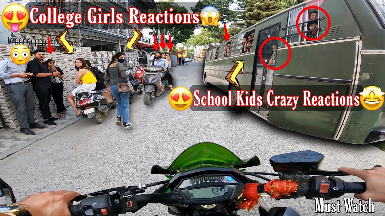Cute College Girls Reactions & School Kids Crazy Reactions On My Superbike Z1000 & My Exams OMG
