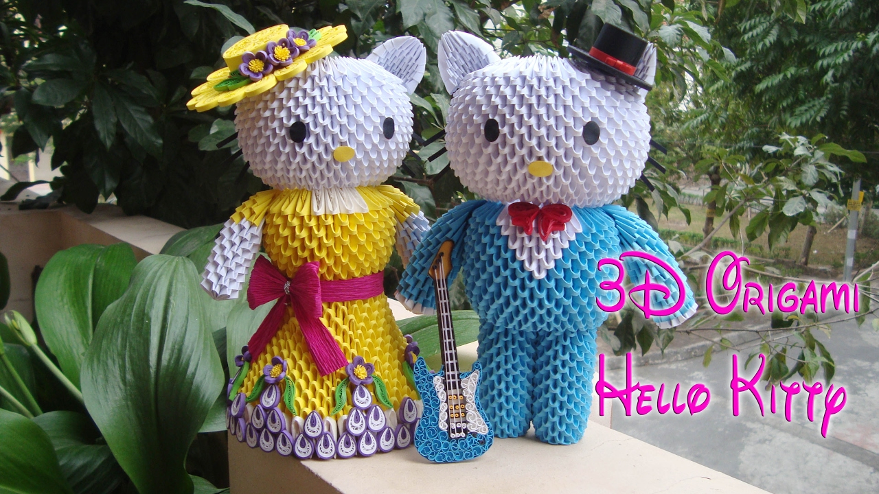 3D ORIGAMI HELLO KITTY | PAPER HELLO KITTY HANDMADE DECORATION