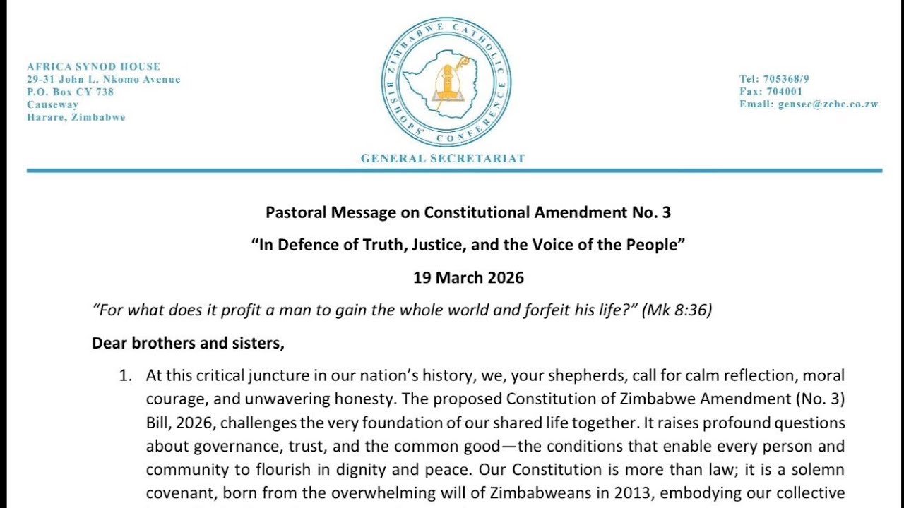 Конференция католических епископов заявляет, что Мнангагва отнимает власть у народа.