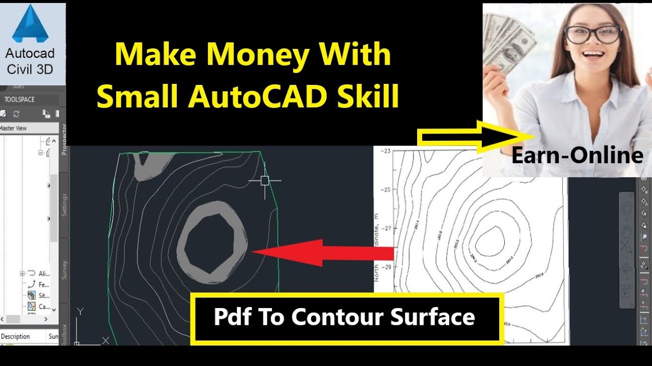 How To Create Civil 3d Surface From Pdf Contour Lines | Earn Online With AutoCAD Civil 3d Skills