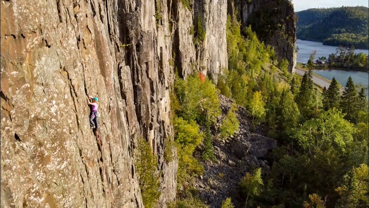 Rosalyn Skiffington at The Shield, Orient Bay | Thunder Bay Climbing