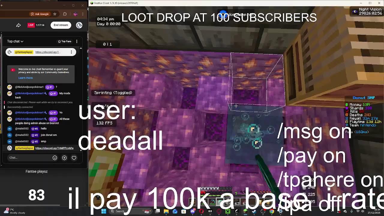 donut smp LOOT DROP AT 100 SUBSCRIBERS