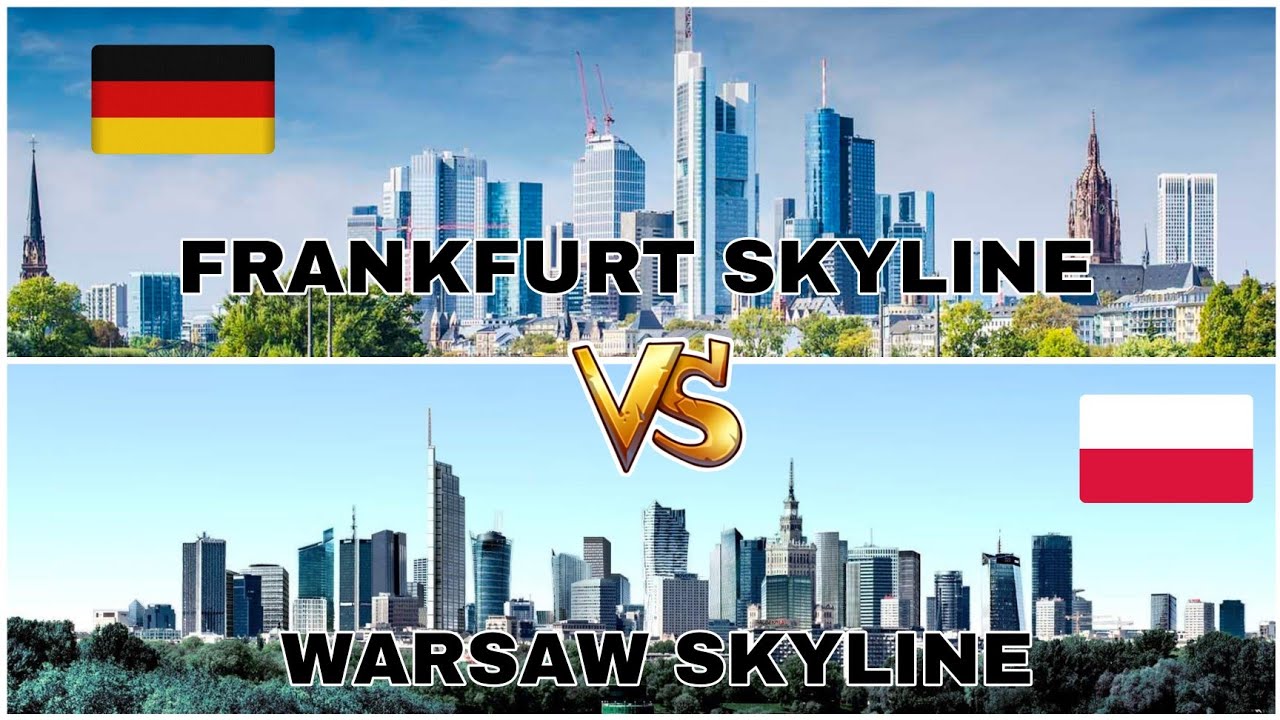 🇩🇪 FRANKFURT SKYSCRAPER VS 🇵🇱WARSAW SKYLINE #travel#warszawa #poland #germany #frankfurtammain