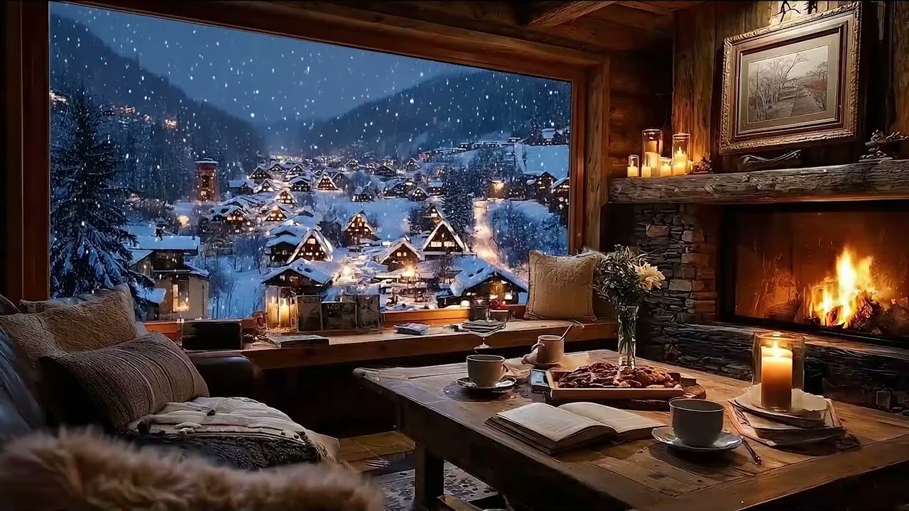 Soothing Paris Café Shop ☕ Gentle Jazz Piano & Crackling Fireplace Sounds for Work & Study