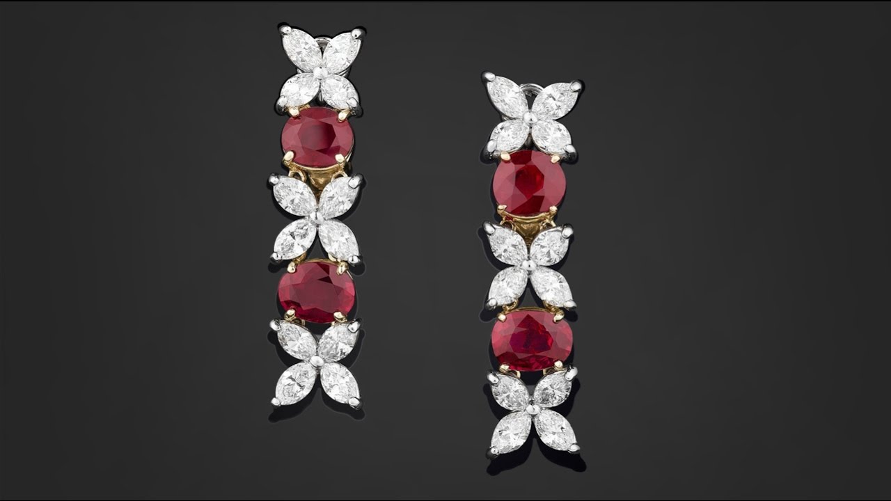 Untreated Burma Ruby And Diamond Earrings from M.S. Rau Antiques