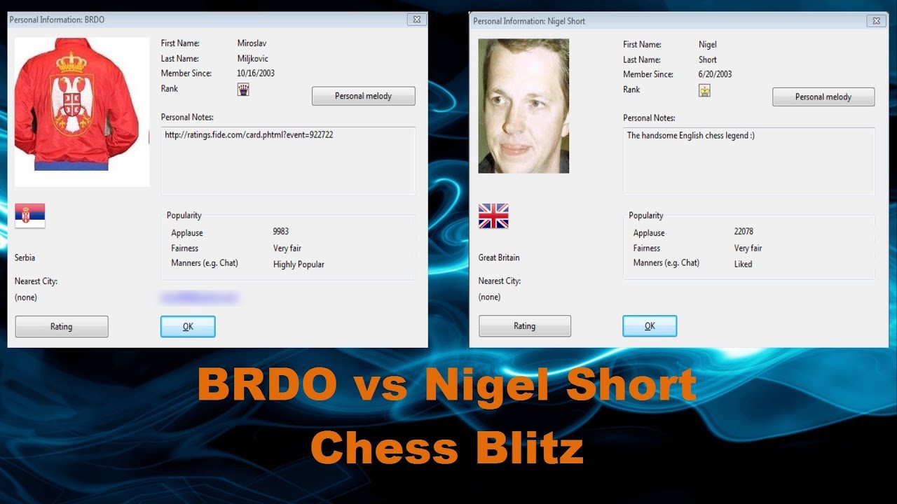 Miroslav Milijkovic vs Nigel Short Chess Blitz  5