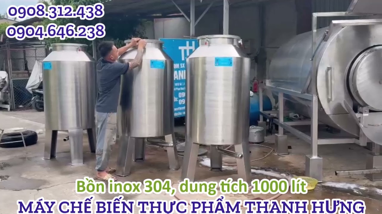 BỒN INOX 304 DUNG TÍCH 1000L - BỒN CHỨA THỰC PHẨM, HÓA CHẤT, MỸ PHẨM INOX 304 CAO CẤP KHÔNG HAN RỈ