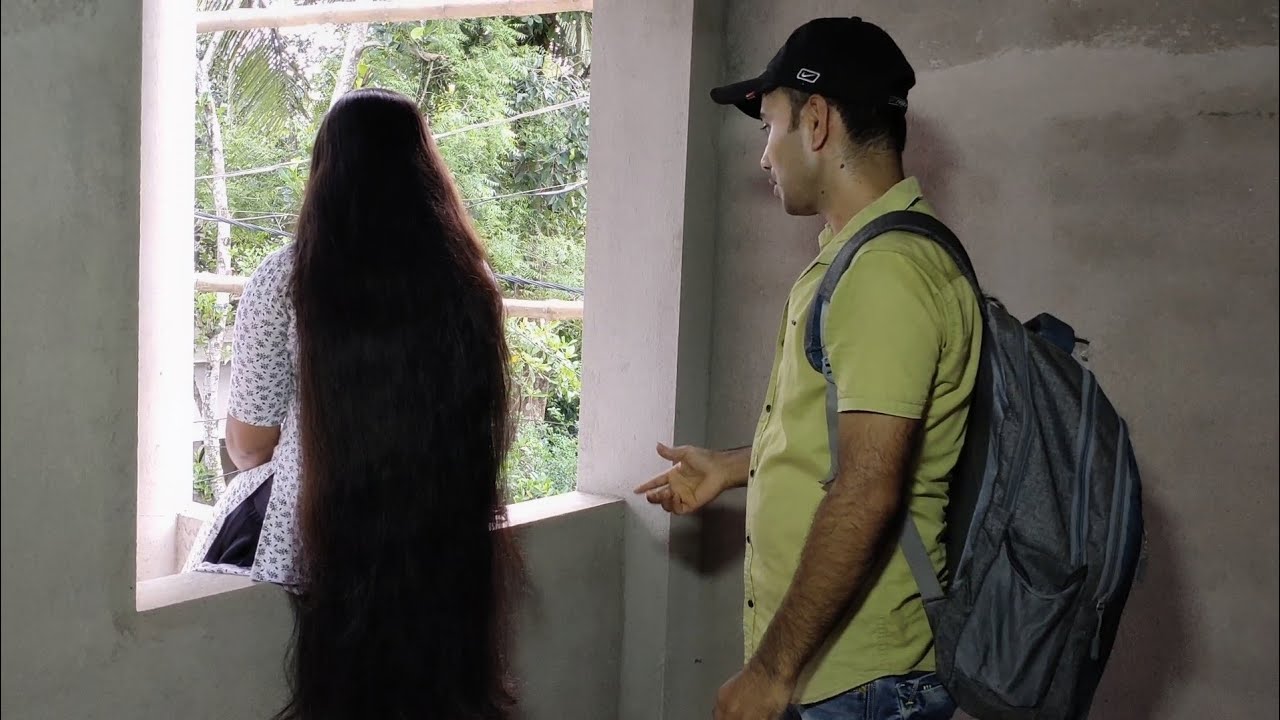 The electrician was impressed by my long hair and touched my hair | long hair ponytail || hair play