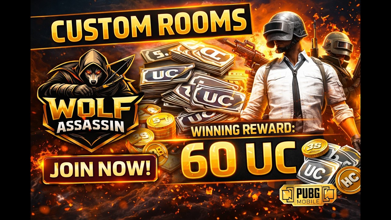 WOLF ASSASSIN Live Stream LIVE Custom Room PUBG | Room ID & Password On Stream