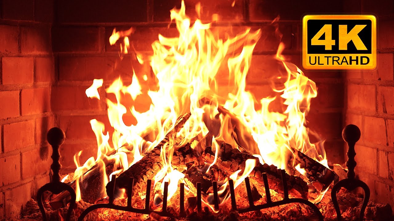 Cozy Fireplace 4K (12 HOURS). Fireplace with Crackling Fire Sounds. Fireplace Ambience