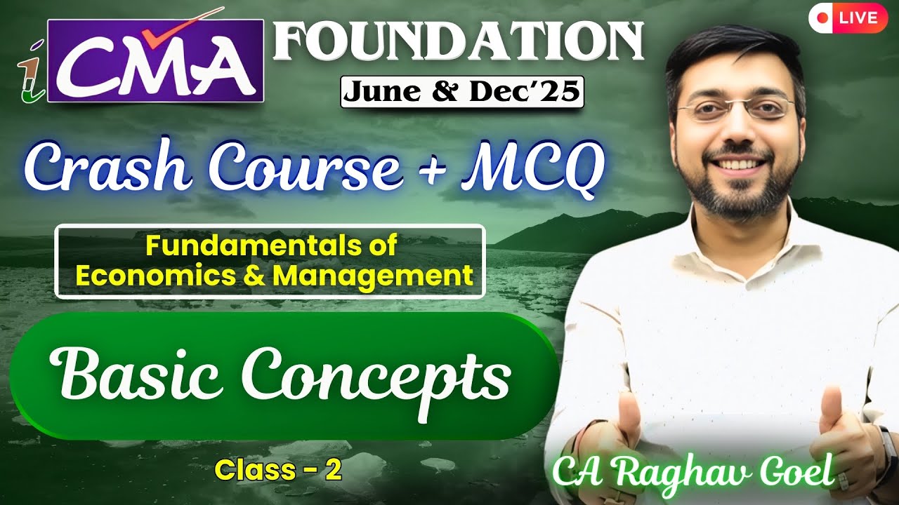 CMA Foundation Revision | June & Dec'25 | Economics | Basic Concepts | Class - 2 | By CA Raghav Goel