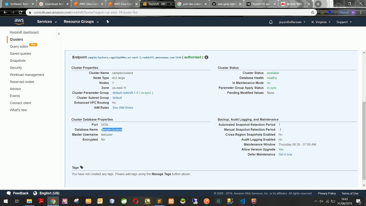 Setup AWS Glue with Redshift Step2