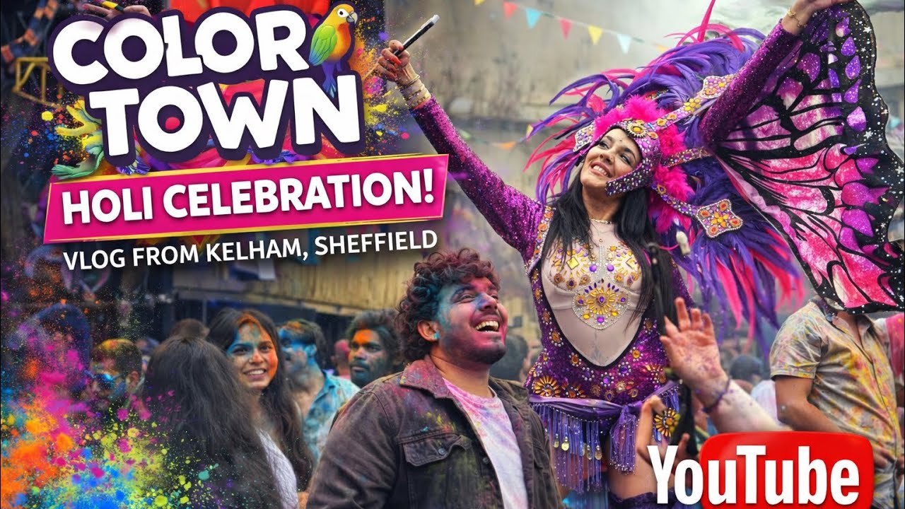 Color Town Holi Festival Sheffield 🇬🇧 | Kelham Island Holi Celebration Vlog 🌈|UK|
