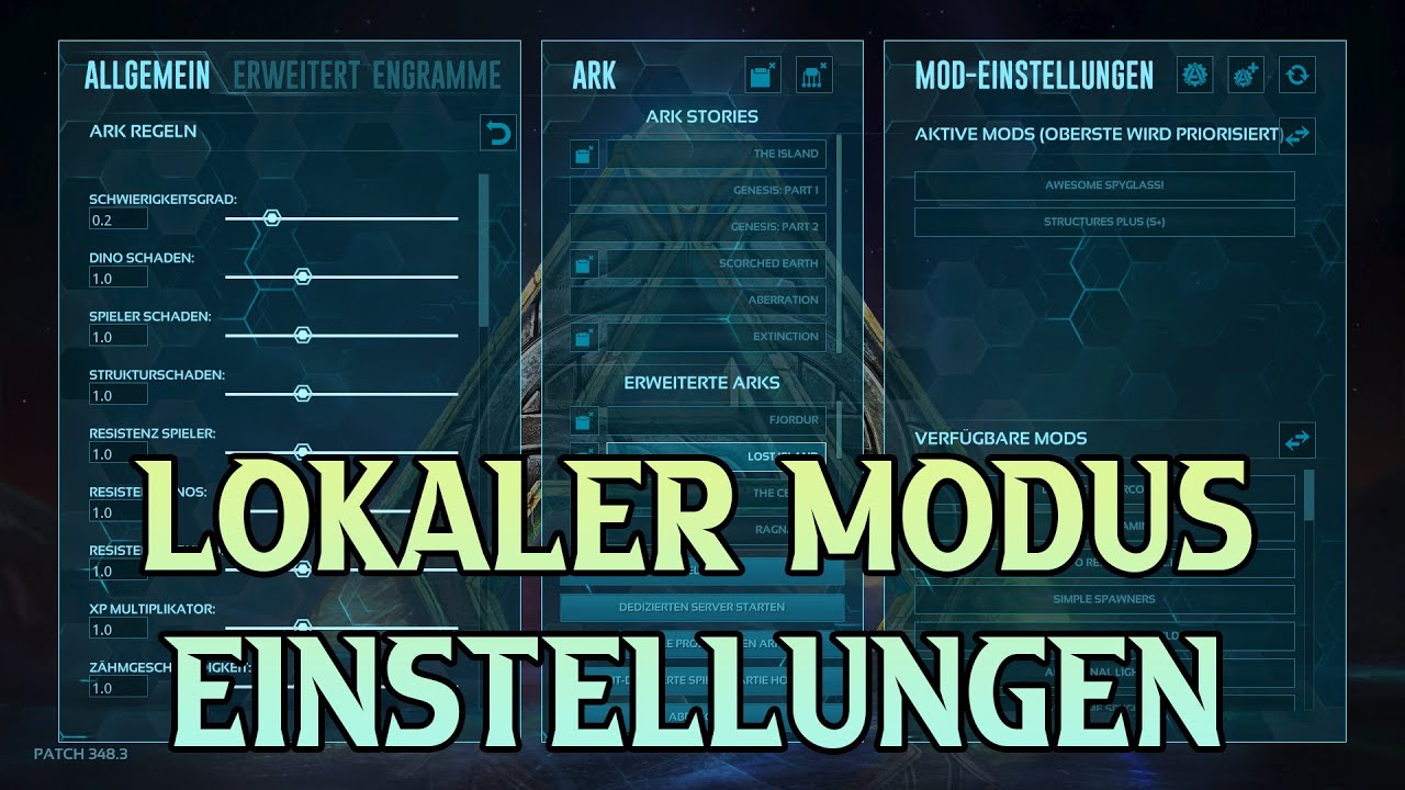 Alle Einstellungsmöglichkeiten im Lokalen Modus [ Single Player ] | ARK Survival Evolved