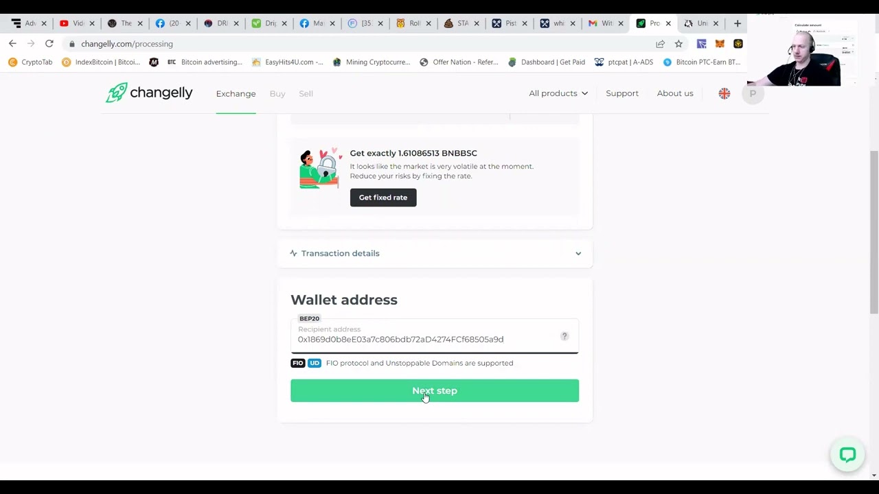 Changelly Tutorial #PtcPat guiding you on exchanging ETH to BNB hate high gas fees+ tantrum included