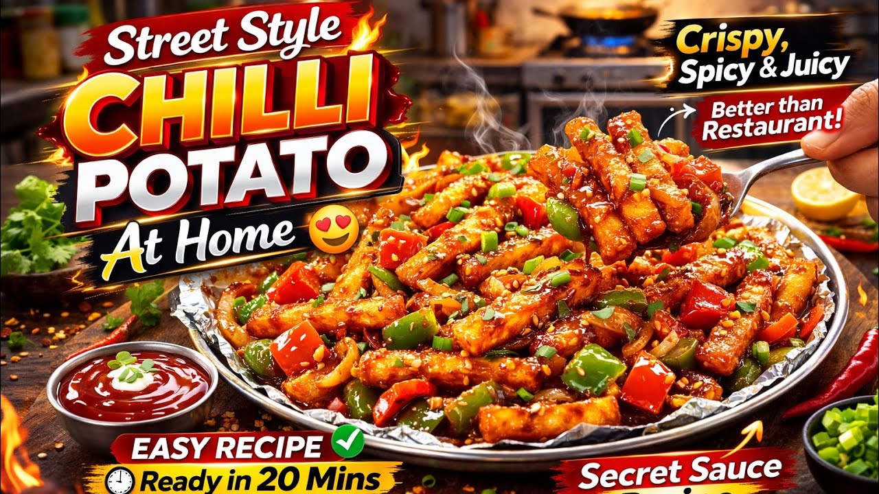 Street Style Chilli Potato Recipe|😋 Crispy & Spicy Chilli Potato at Home| Easy Starter Recipe