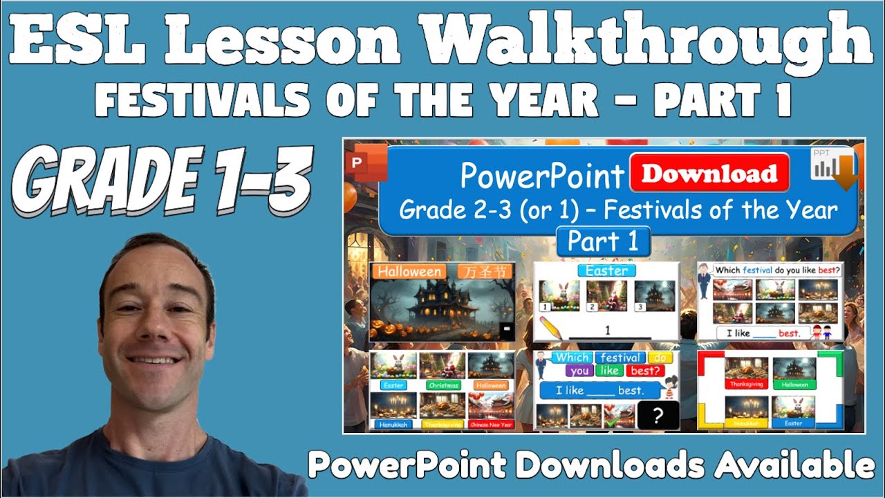 Interactive ESL Speaking Class: Festivals of the Year - PowerPoint Walkthrough for Large Groups