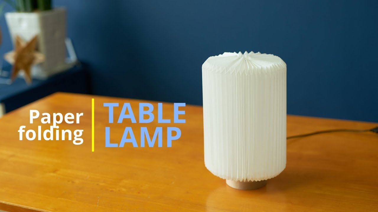 DIY - paper folding  Table lamp & Origami lampshade / 종이접기와 주름진 원형 테이블 전등 만들기
