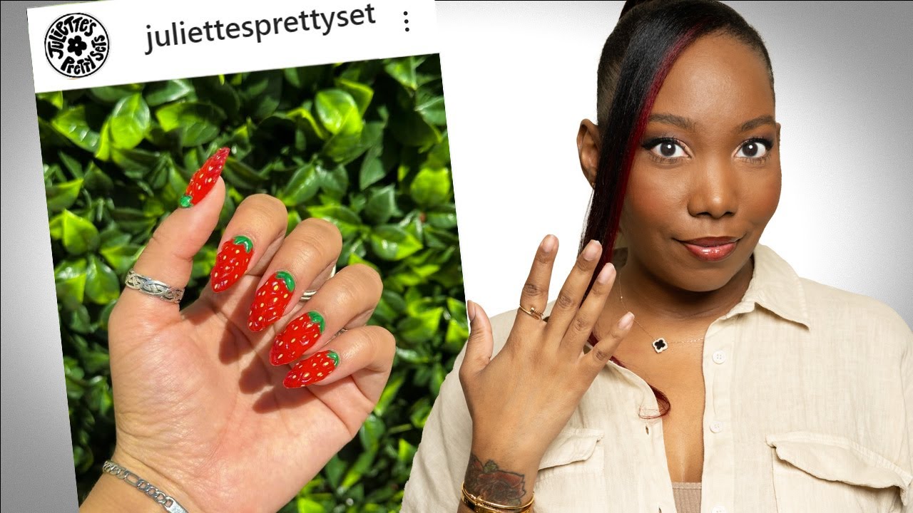 Recreating the CUTEST 3D Strawberry Nails