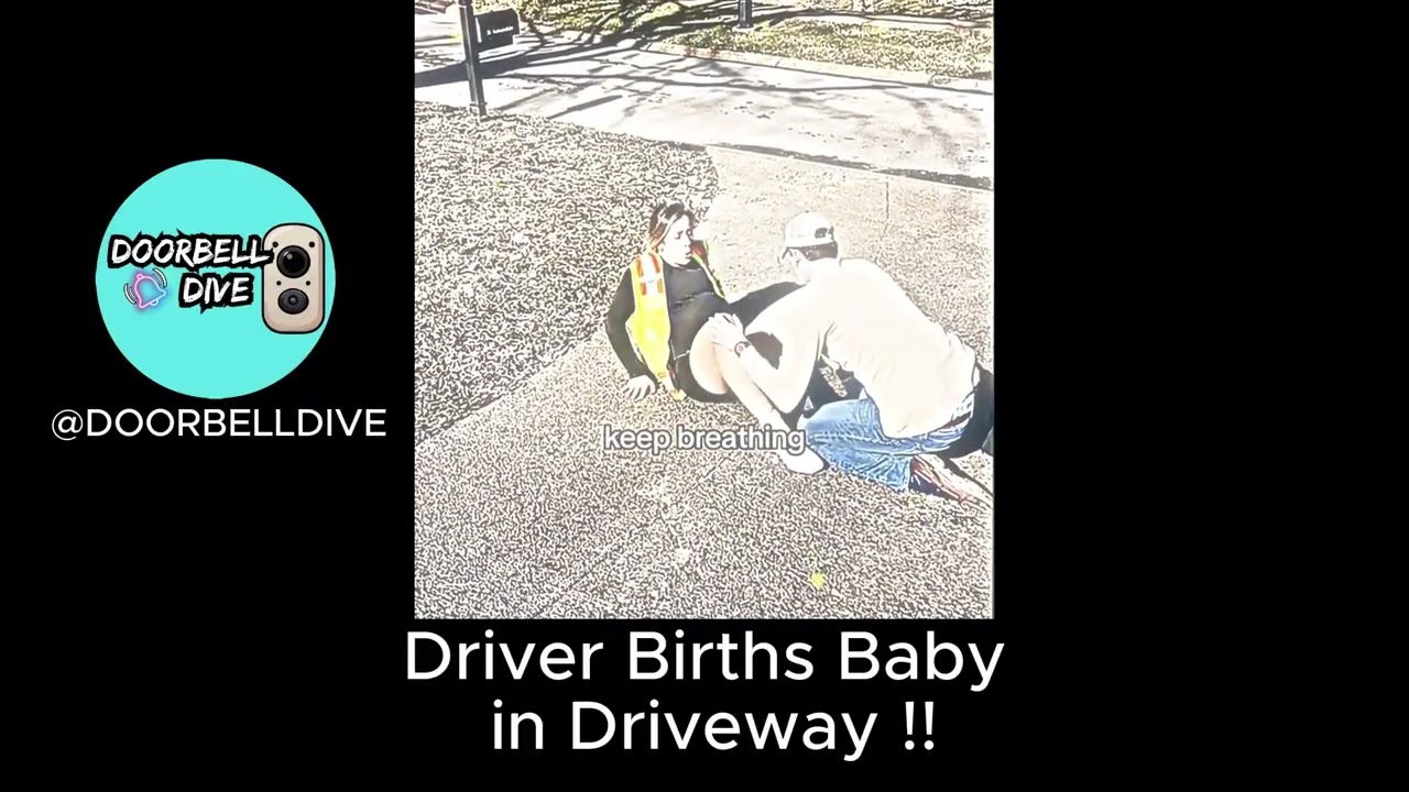 Driver Births Baby in Driveway! 😱 #doorbellcamera #shorts #viral #fyp #doorbellvideo #fypシ゚viral