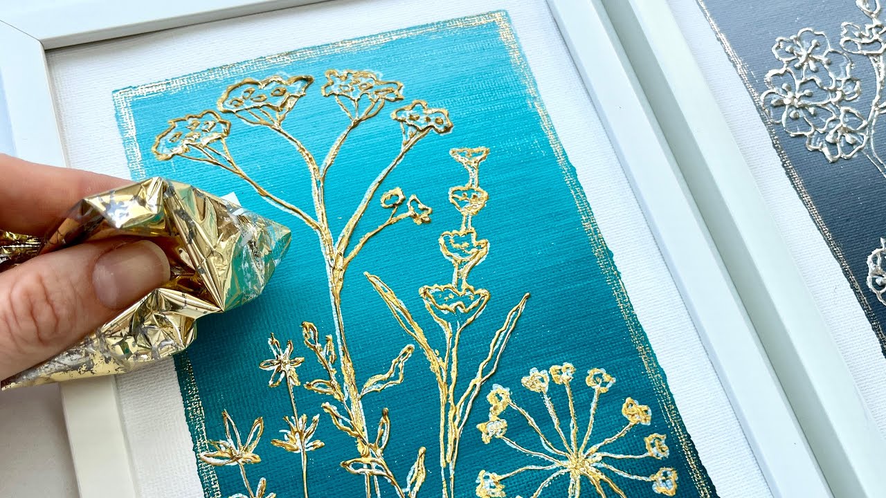 SUPER EASY GOLD/SILVER ART PAINTING TUTORIAL - decorative artwork for beginners