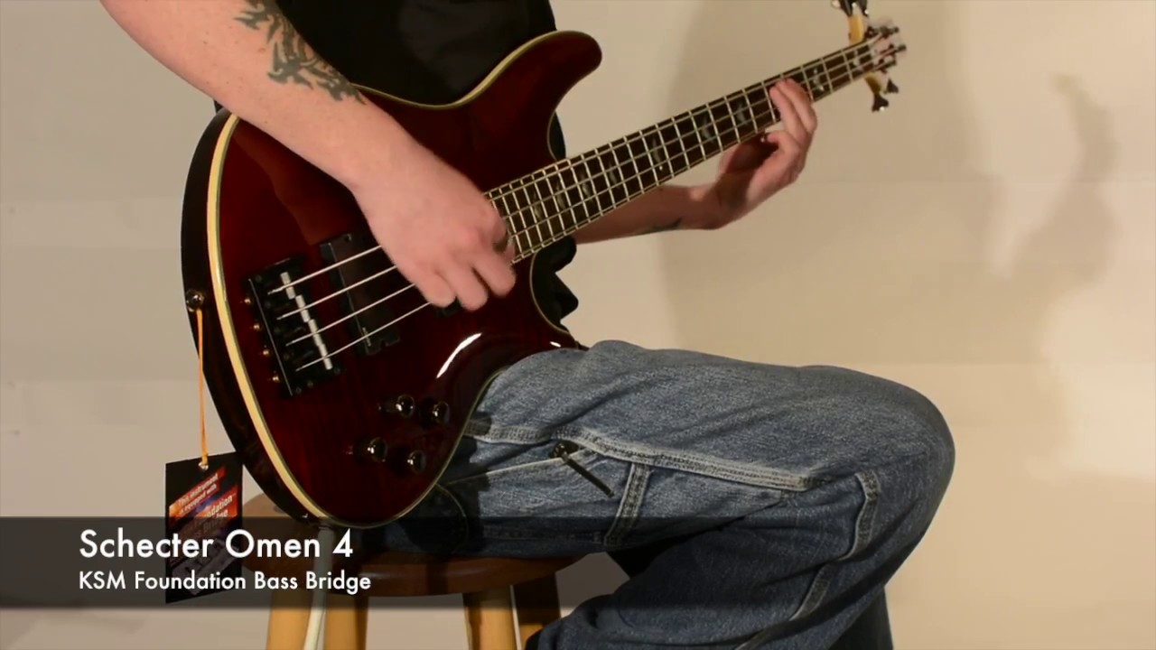 Schecter Omen 4 equipped with the KSM Foundation Bass Bridge