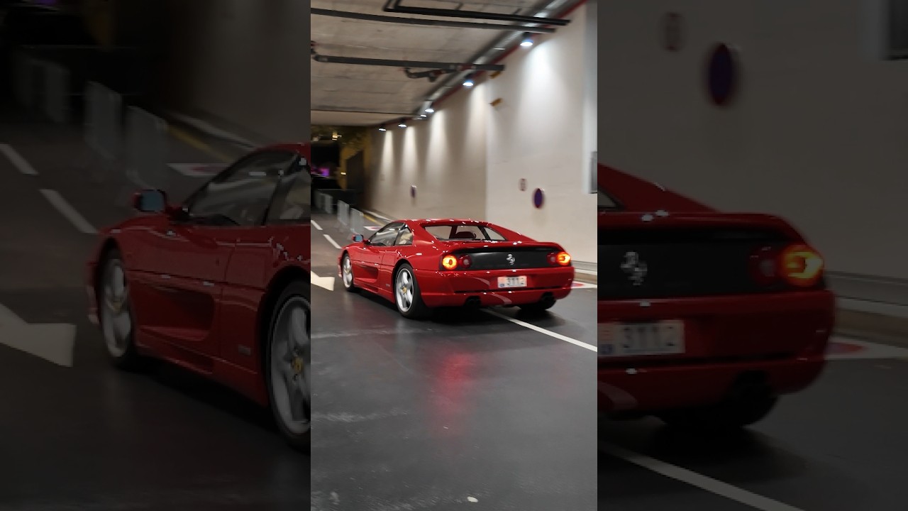 Valet Makes Noise with a Ferrari F355 GTS in the Underground Casino Parking in Monaco!