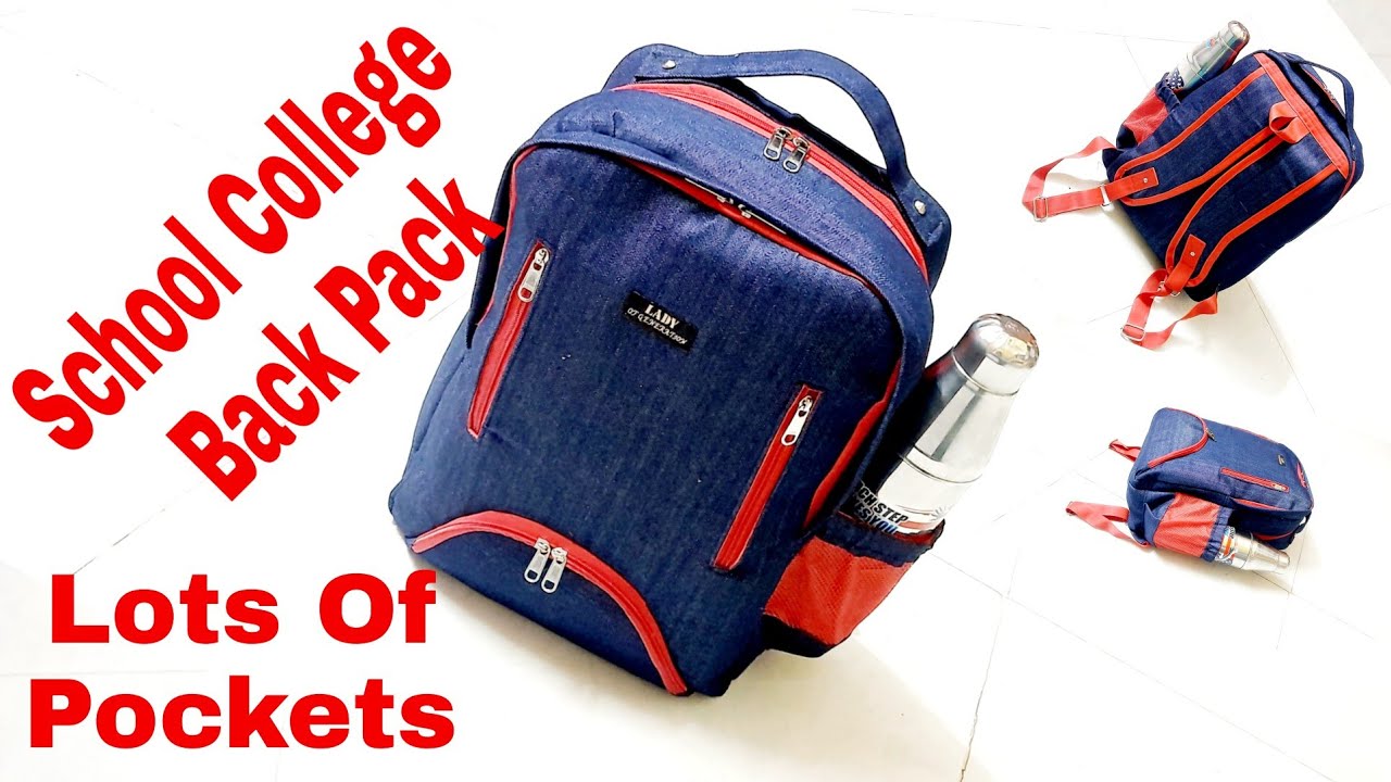 DIY:School College Back Pack, Travel Back Pack With Lots of Pockets Tutorial By Anamika Mishra...