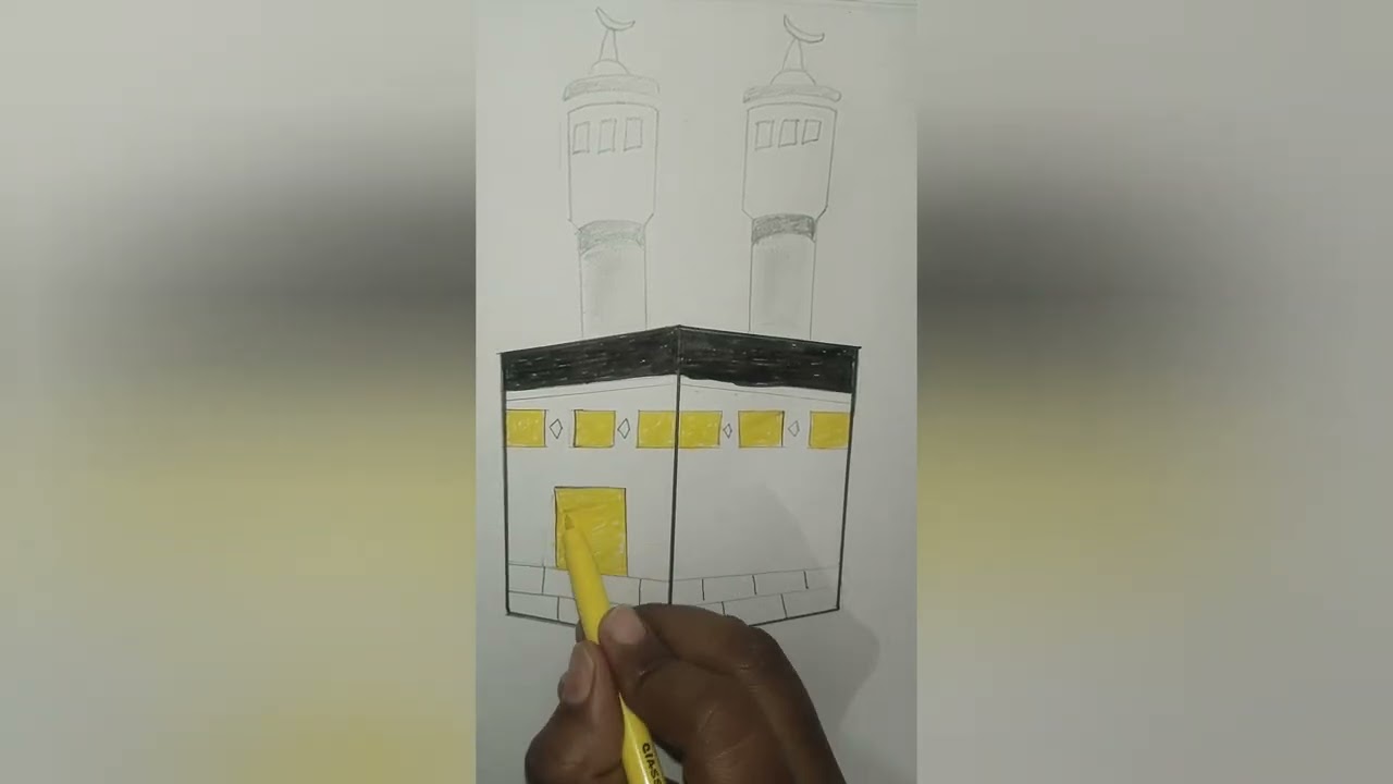 Beautiful kaaba Drawing Step by Step | Easy Islamic Art#drawing #MosqueDrawing#IslamicArt#viral 