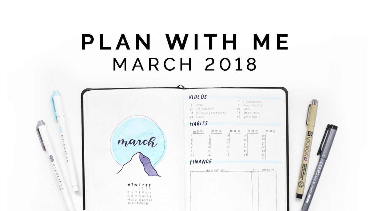 bullet journal plan with me 🗻 march 2018