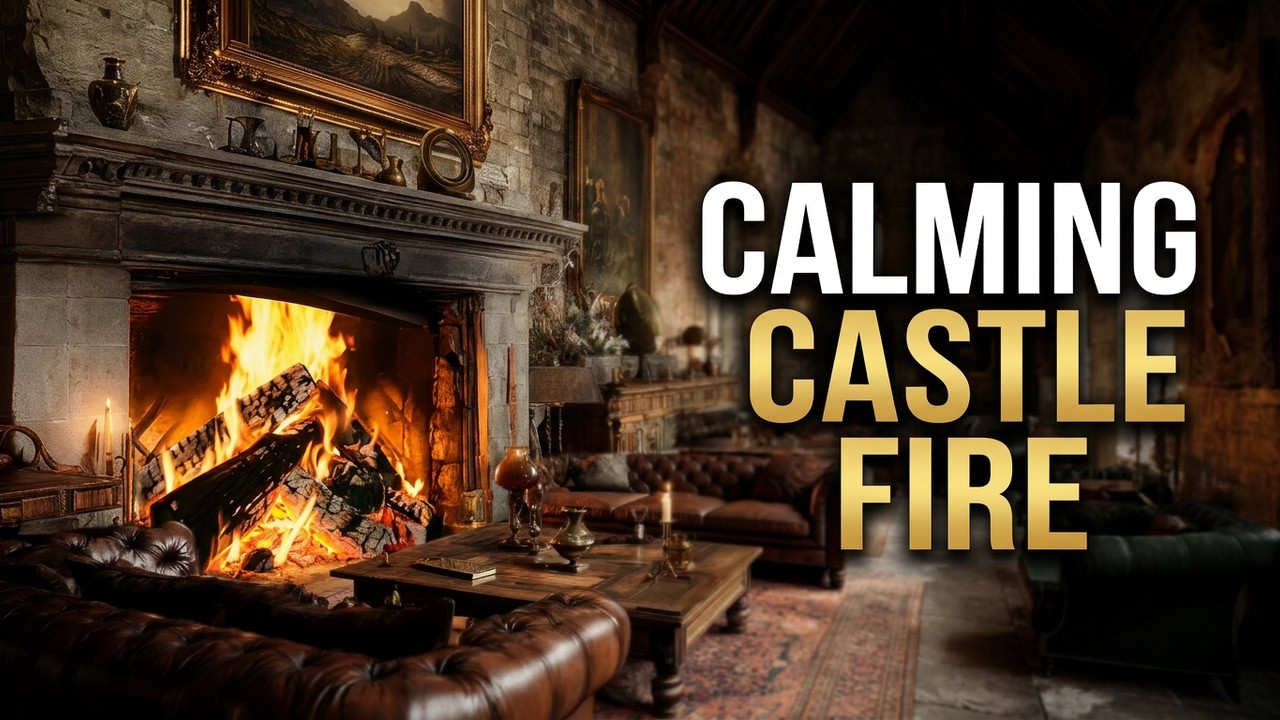 🔥 Fireplace in Stone Castle | Real Fireplace Sounds